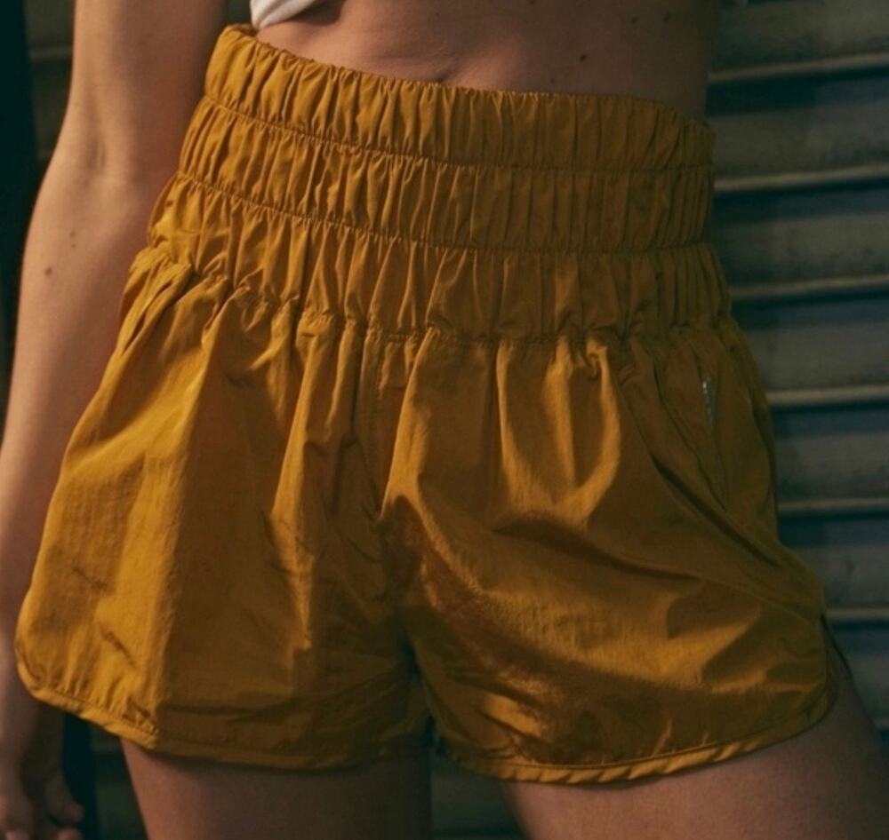 Free People Movement The Way Home Shorts Gold High Rise Running Size M
